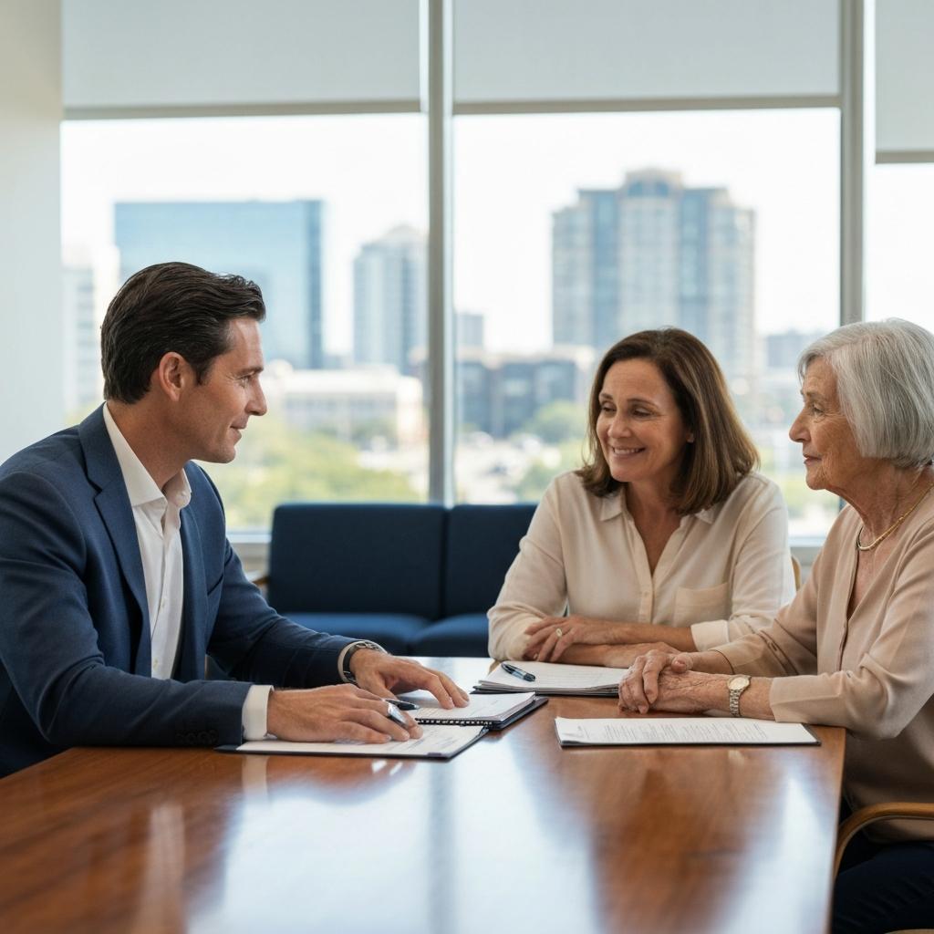 What Are The Steps To Sell Real Estate During Probate In Texas The Probate Realtor: Professional probate realtor Dallas Seely explains the steps to sell real estate during probate to a family feeling relief in his Austin, Texas office.