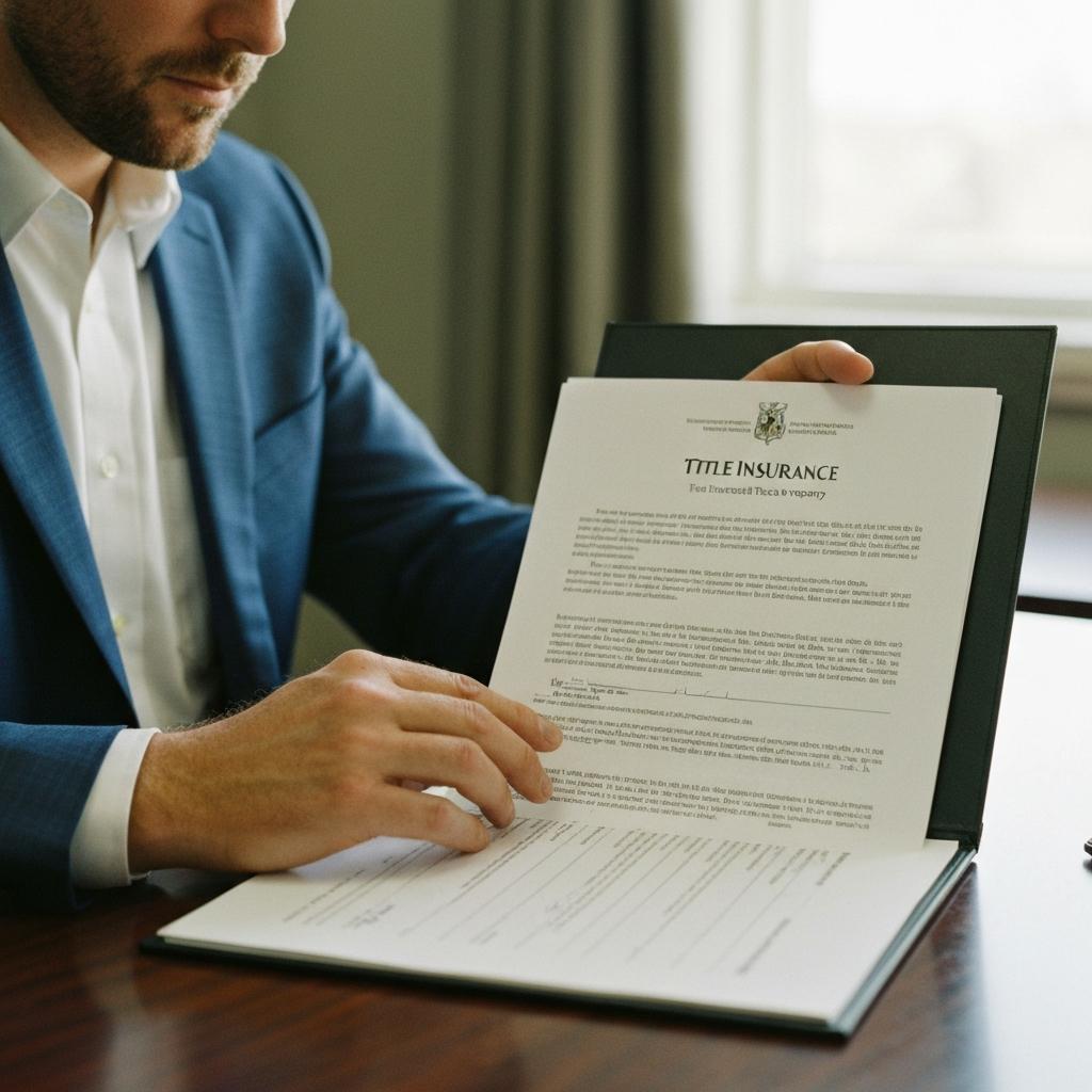 Do You Need Title Insurance When Selling Inherited Property In Texas? The Probate Realtor: Meticulous Texas probate real estate expert reviewing title insurance documents for an inherited property at a polished mahogany desk.
