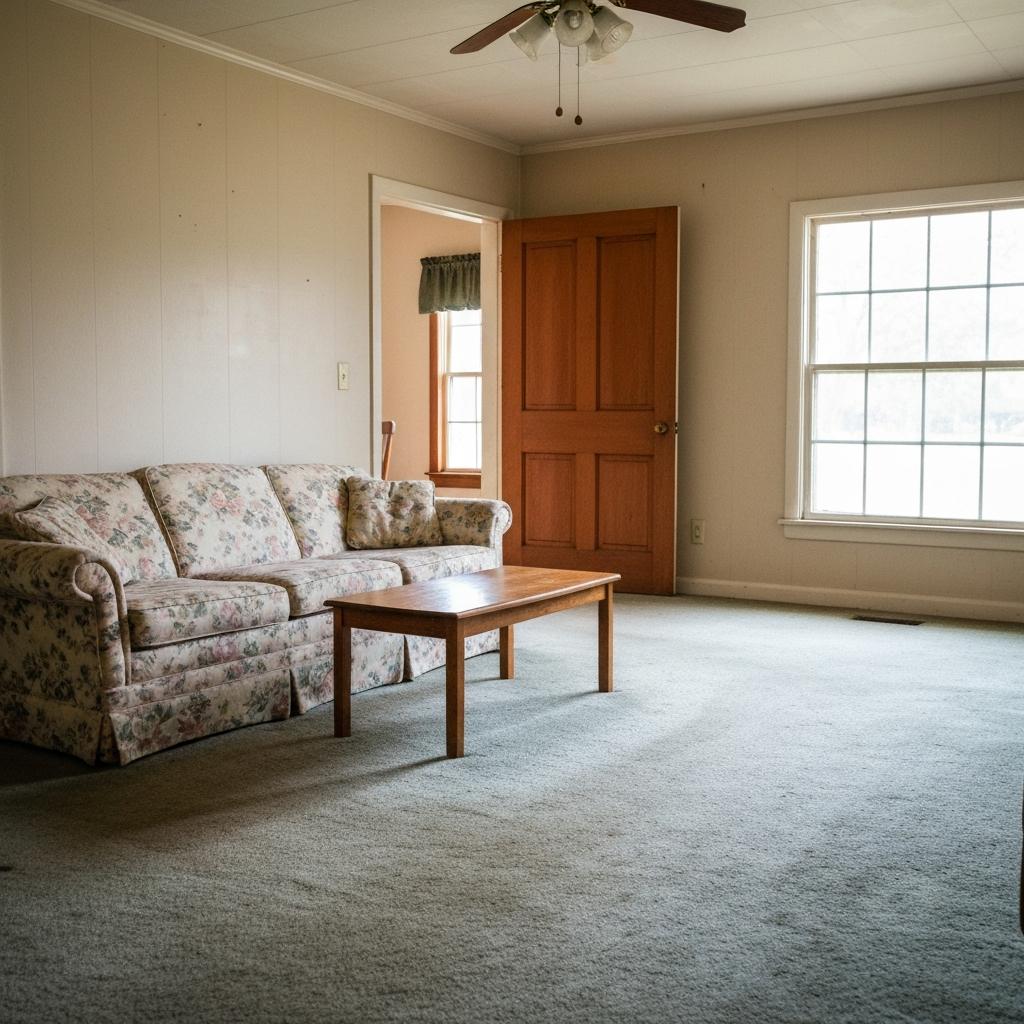 Can You Rent Out An Inherited Property During Probate In Texas? Well-maintained living room of an inherited property in Texas, showing its 'as-is' condition before deciding whether to rent it during probate.